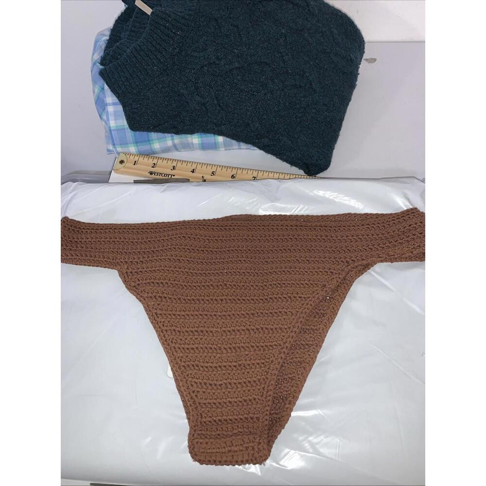 NWOT SKIMS Chocolate Brn Crochet Bikini Bottoms Sz Large